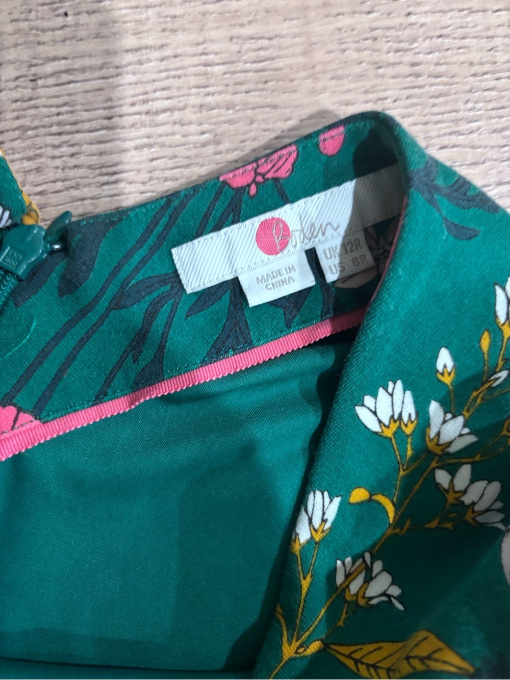 BODEN Green Floral Jersey Wide-Leg Jumpsuit Sz 8 - Picture 4 of 5
